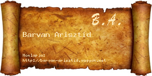 Barvan Arisztid névjegykártya